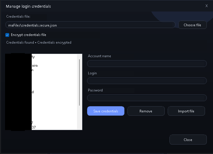 Encrypted saved credentials manager in SDA++